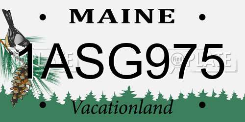 1ASG975 Maine License Plate