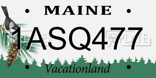 1ASQ477 Maine License Plate