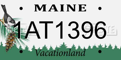 1AT1396 Maine License Plate