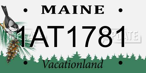 1AT1781 Maine License Plate