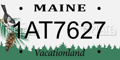 1AT7627 Maine License Plate