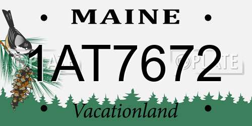 1AT7672 Maine License Plate