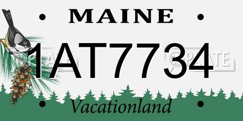 1AT7734 Maine License Plate