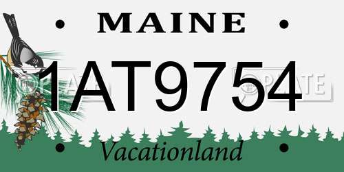 1AT9754 Maine License Plate