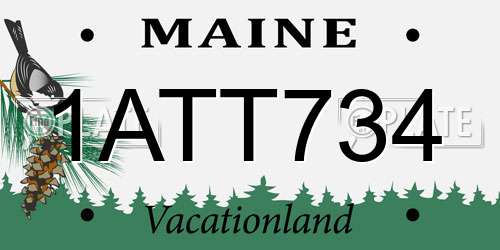 1ATT734 Maine License Plate