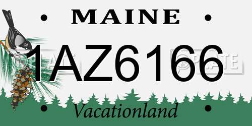 1AZ6166 Maine License Plate