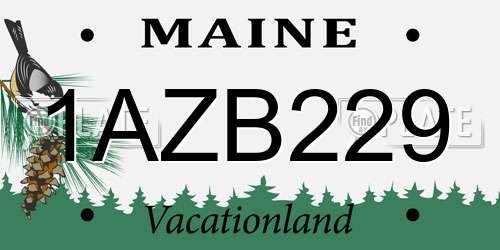 1AZB229 Maine License Plate