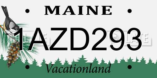 1AZD293 Maine License Plate