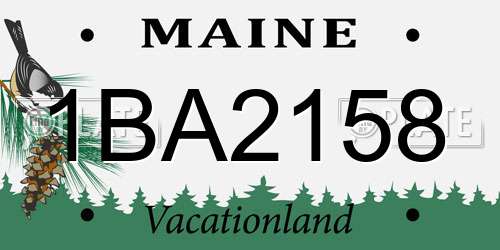 1BA2158 Maine License Plate