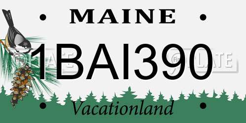1BAI390 Maine License Plate