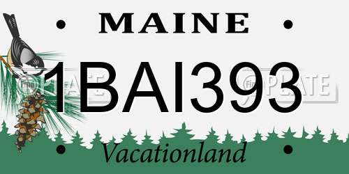 1BAI393 Maine License Plate