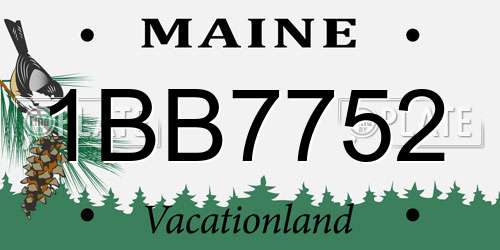 1BB7752 Maine License Plate