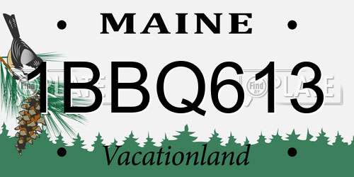 1BBQ613 Maine License Plate