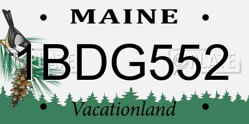 1BDG552 Maine License Plate