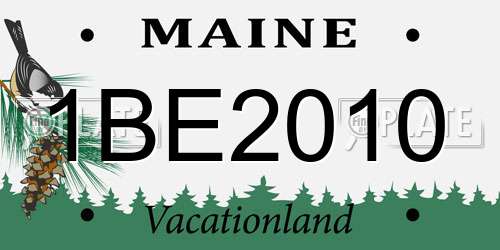 1BE2010 Maine License Plate