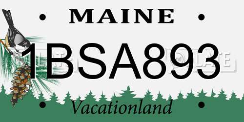 1BSA893 Maine License Plate
