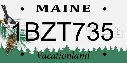 1BZT735 Maine License Plate