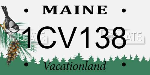 1CV138 Maine License Plate