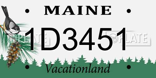 1D3451 Maine License Plate