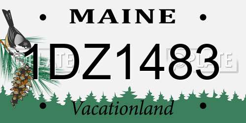1DZ1483 Maine License Plate