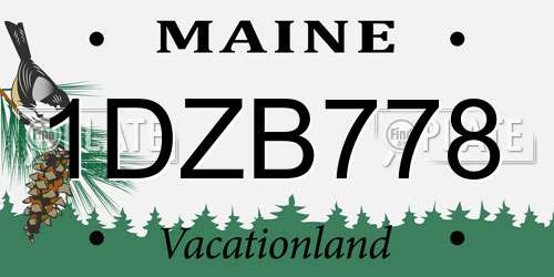 1DZB778 Maine License Plate