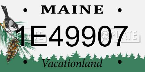 1E49907 Maine License Plate