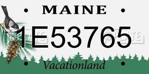 1E53765 Maine License Plate