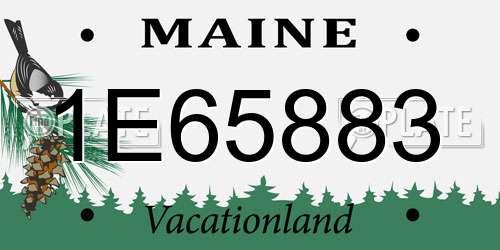 1E65883 Maine License Plate