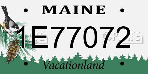 1E77072 Maine License Plate