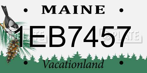 1EB7457 Maine License Plate