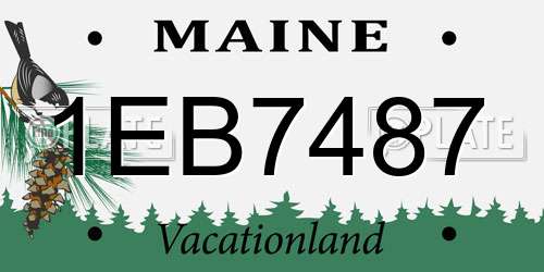 1EB7487 Maine License Plate