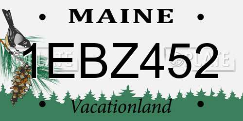 1EBZ452 Maine License Plate