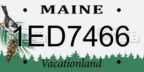 1ED7466 Maine License Plate
