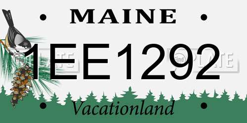 1EE1292 Maine License Plate