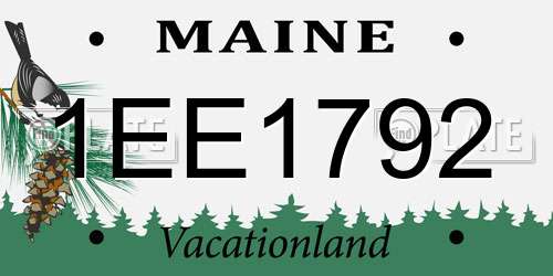 1EE1792 Maine License Plate