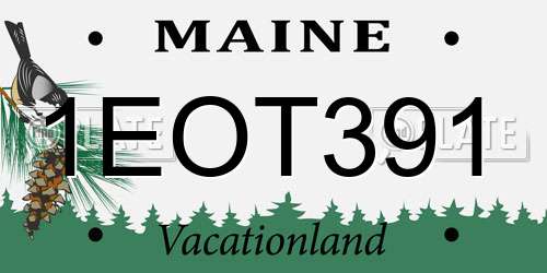 1EOT391 Maine License Plate