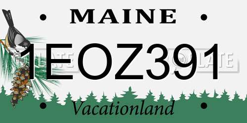 1EOZ391 Maine License Plate