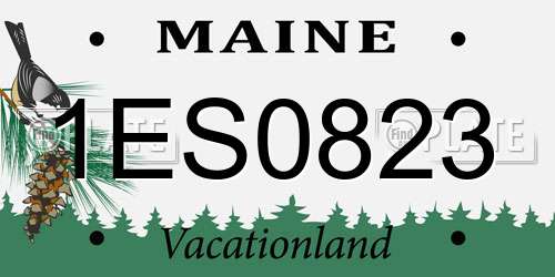 1ES0823 Maine License Plate