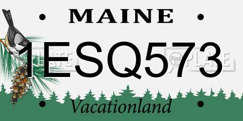 1ESQ573 Maine License Plate