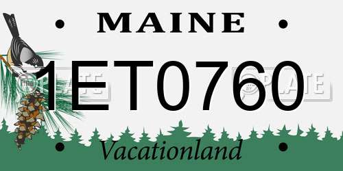 1ET0760 Maine License Plate