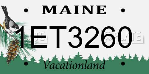 1ET3260 Maine License Plate
