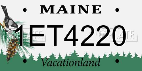 1ET4220 Maine License Plate
