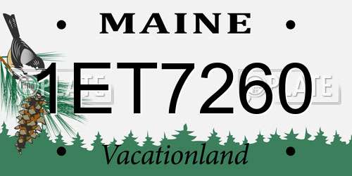 1ET7260 Maine License Plate