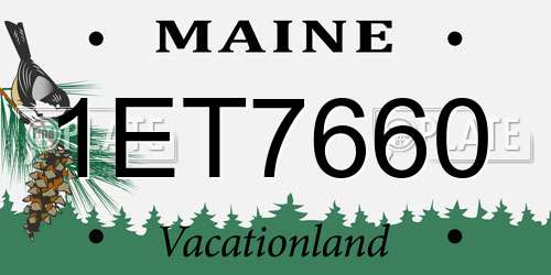 1ET7660 Maine License Plate