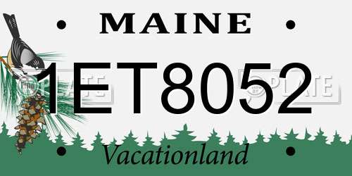 1ET8052 Maine License Plate