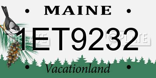 1ET9232 Maine License Plate