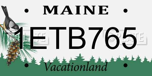 1ETB765 Maine License Plate