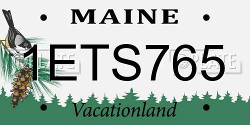 1ETS765 Maine License Plate