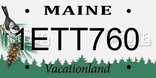 1ETT760 Maine License Plate
