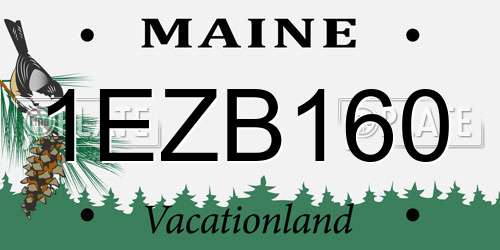 1EZB160 Maine License Plate